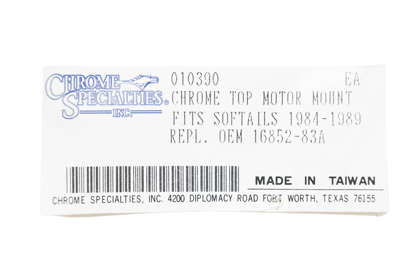 Chrome Specialties 010390, 16852-83A Chrome Top Motor Mount NOS