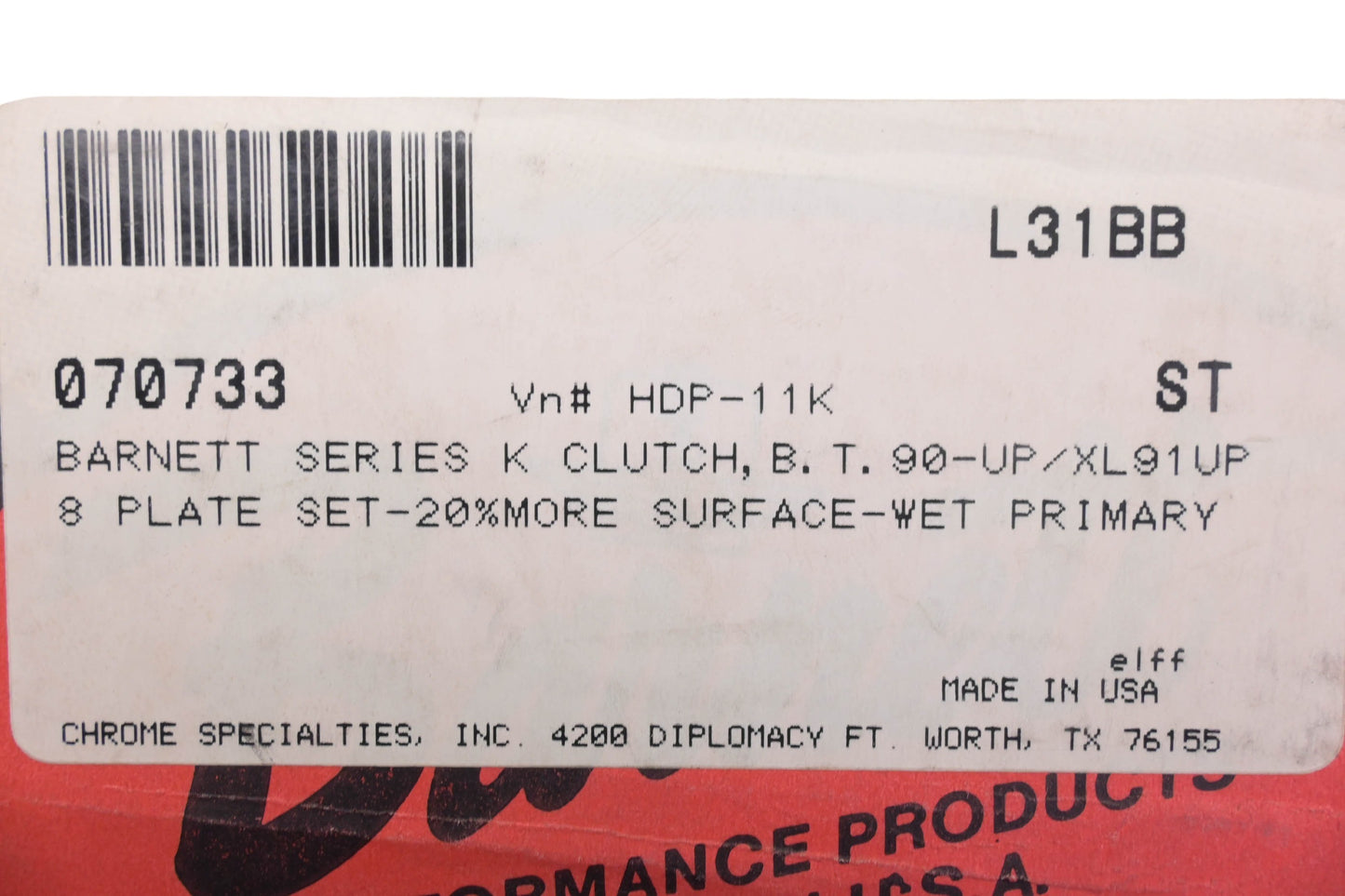 Barnnett 070733, HDP-11K, L31BB Friction Plate Kit NOS