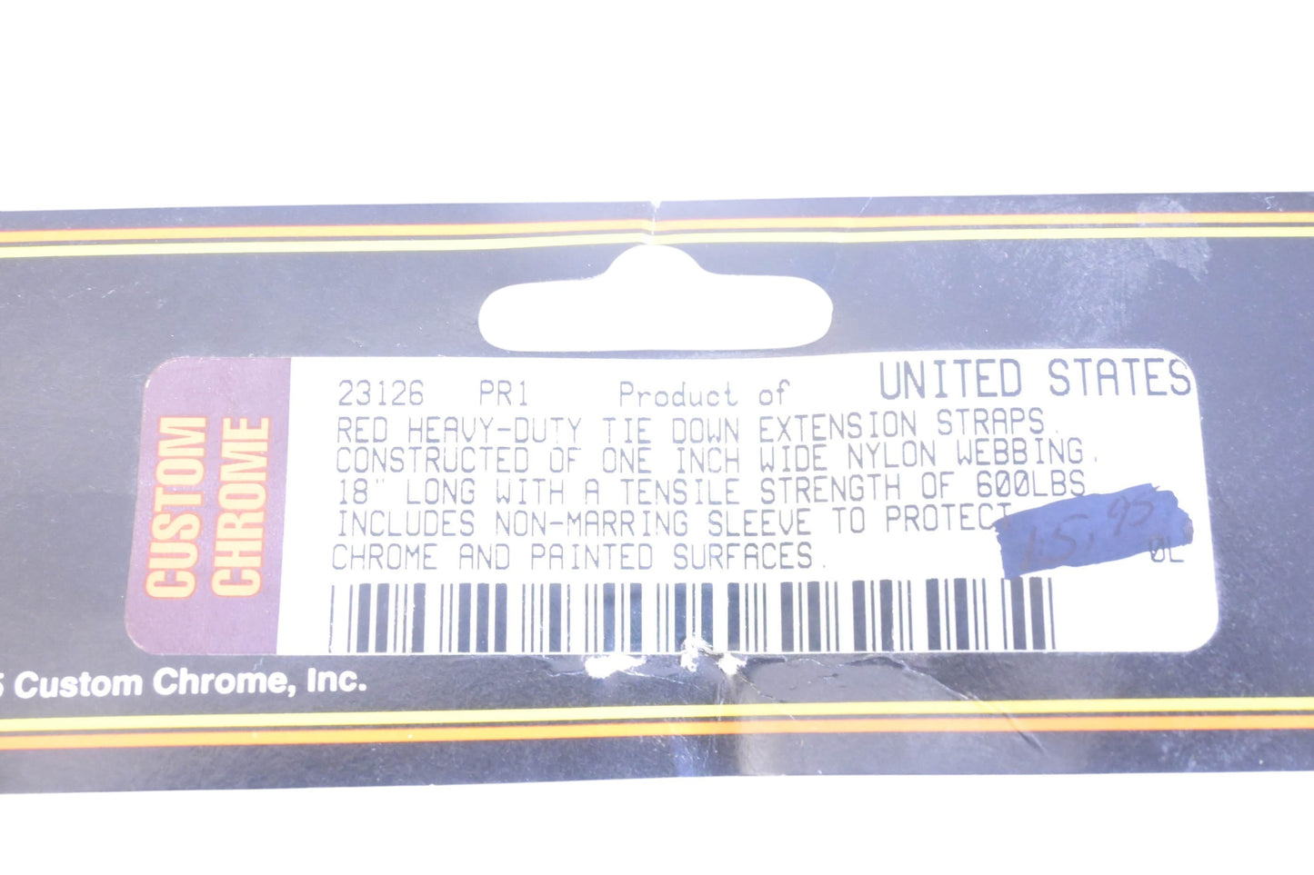 Custom Chrome 23-126, 23126 Red Heavy Duty Tie Down Extension Strap Kit 18" NOS