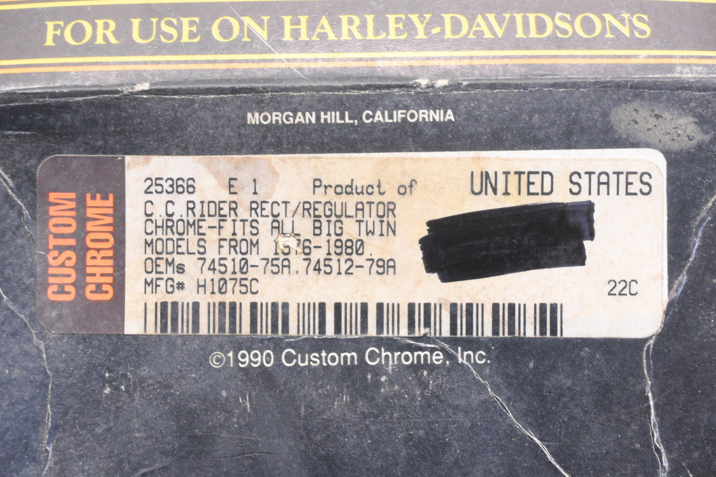 Custom Chrome 25-366, 74510-7SA, H1075C Rider Rectifier Kit NOS