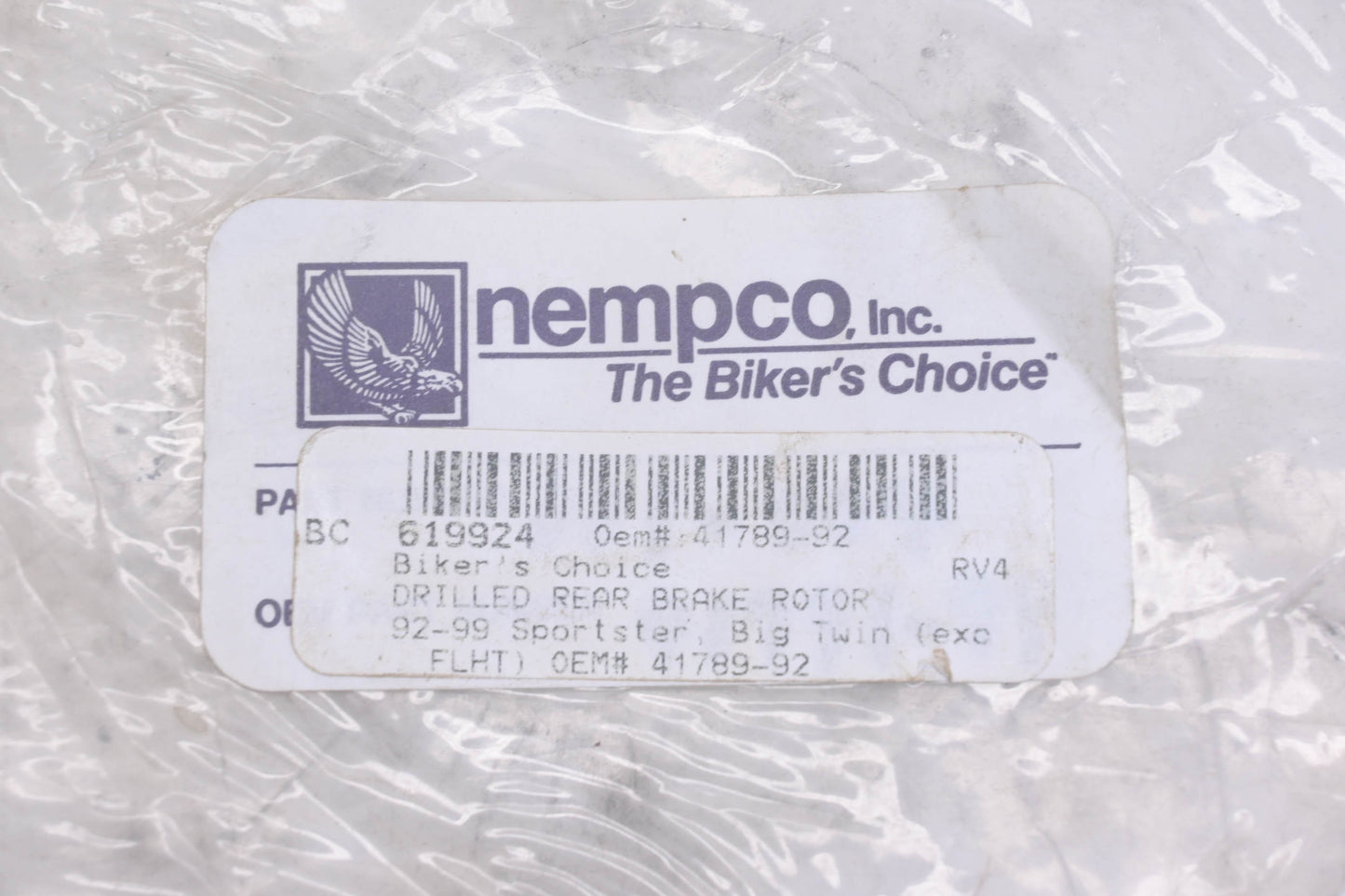 Nempco 619924, 41789-92 Drilled Rear Brake Rotor NOS