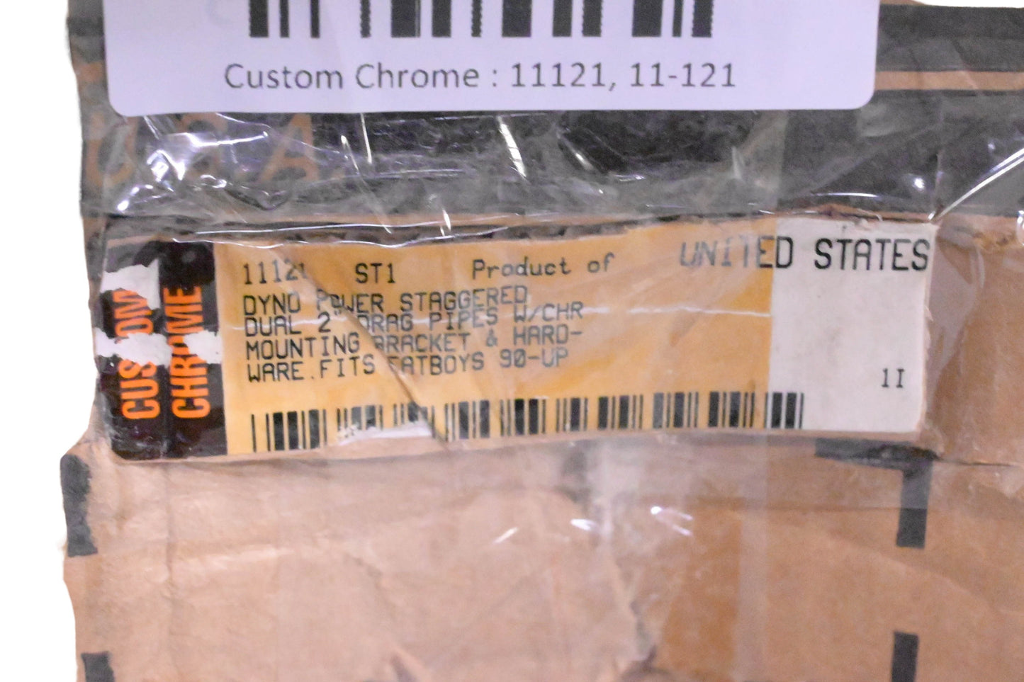 Custom Chrome 11121, 11-121 Dyno Power Staggered Dual 2'' Drag Pipes Kit NOS