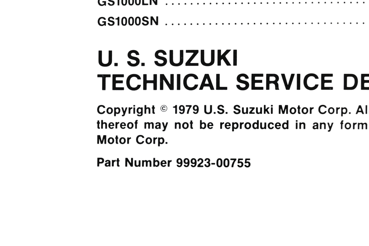 OEM Suzuki 99923-00755 1979 Suzuki Wiring Diagrams Manual