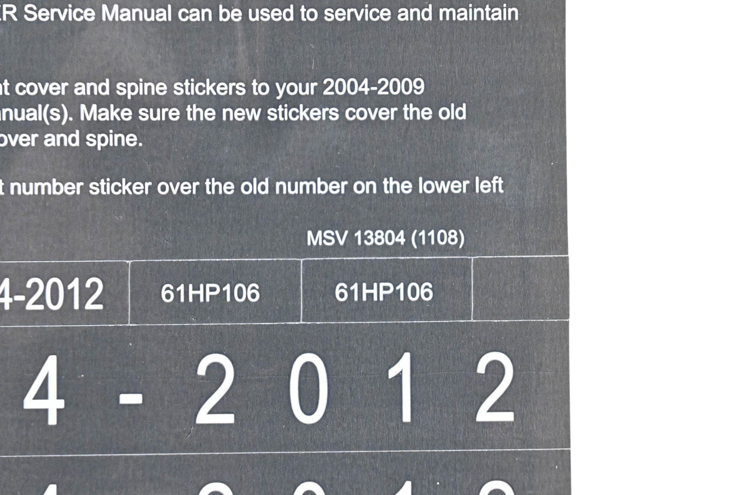 New OEM Honda MSV 13804 2012 TRX450ER Service Manual Conversion Sticker Kit NOS