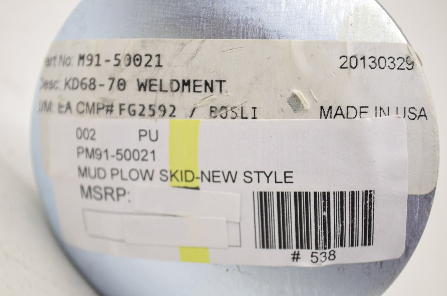 New Moose Replacement New Style Plow Skid KD68-70 Weldment