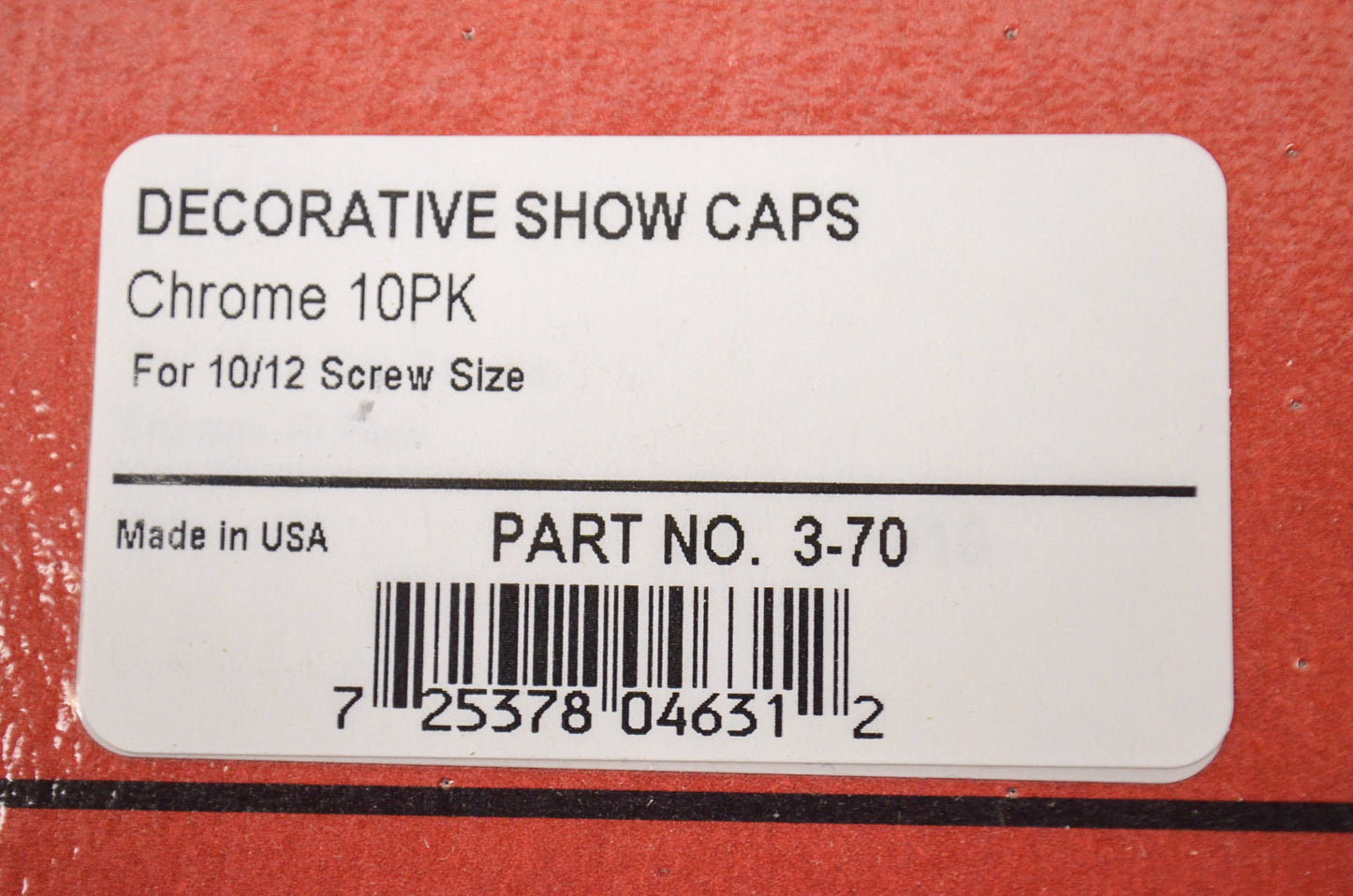 New Show Chrome Decorative Show Caps 10 Pack For 10/12 Screw Size