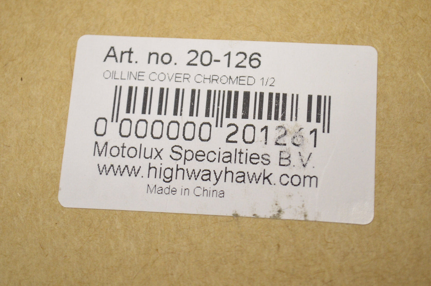New Highway Hawk Chrome Oil Line Cover 1/2'