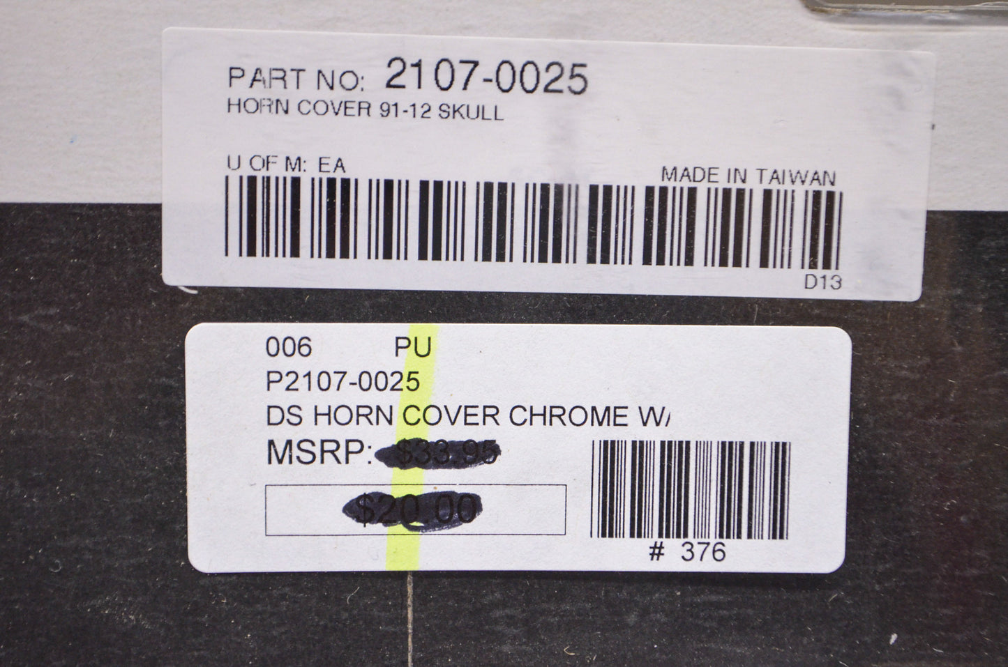 New Drag Specialties Chrome Skull Horn Cover 91-12