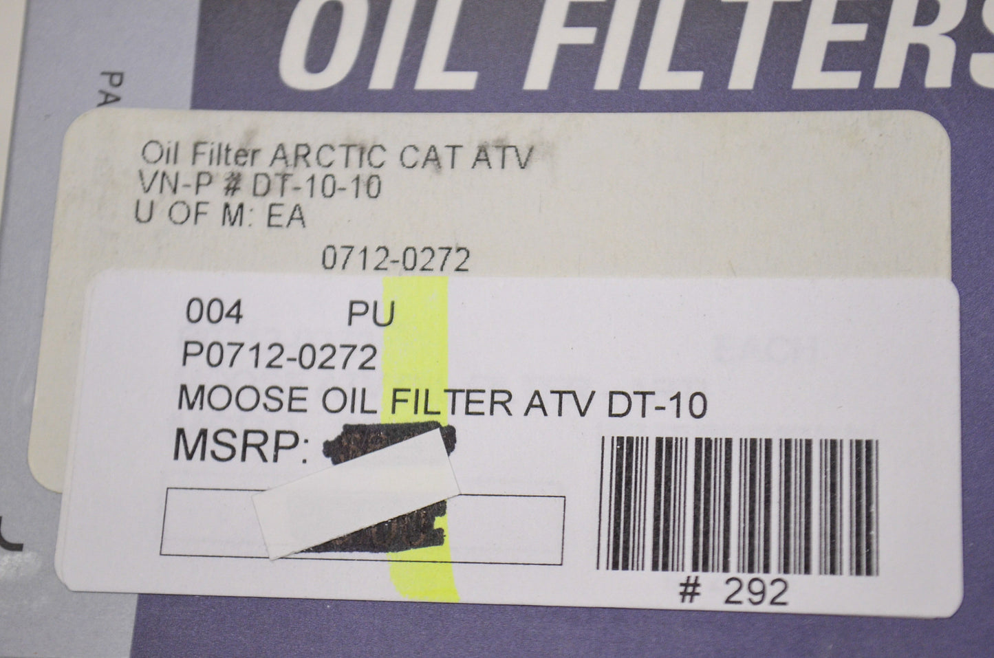 Moose Racing 0712-0272, DT-10-10 Replacement Oil Filter Arctic Cat ATV NOS