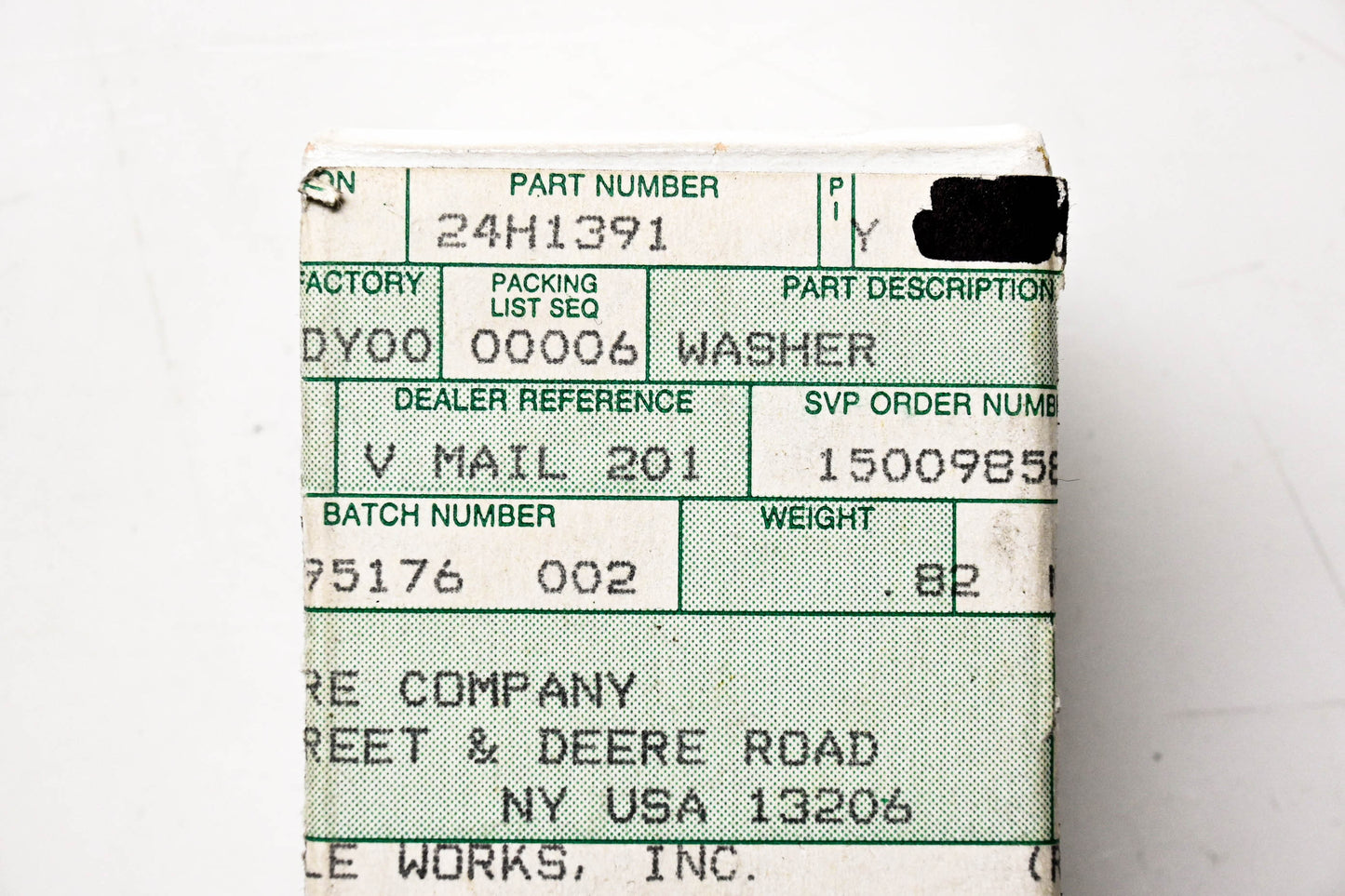 New OEM John Deere 24H1391 Washers Qty 2 NOS