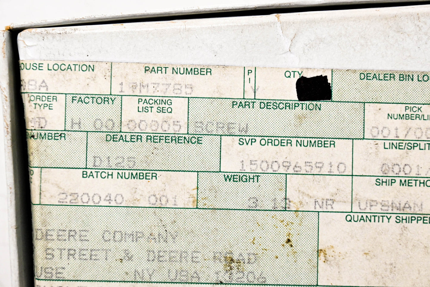 New OEM John Deere 19M7785 Screw NOS