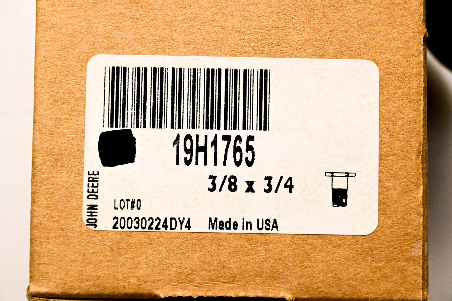 New OEM John Deere 19H1765 Bolt 3/8 x 1-3/4 NOS