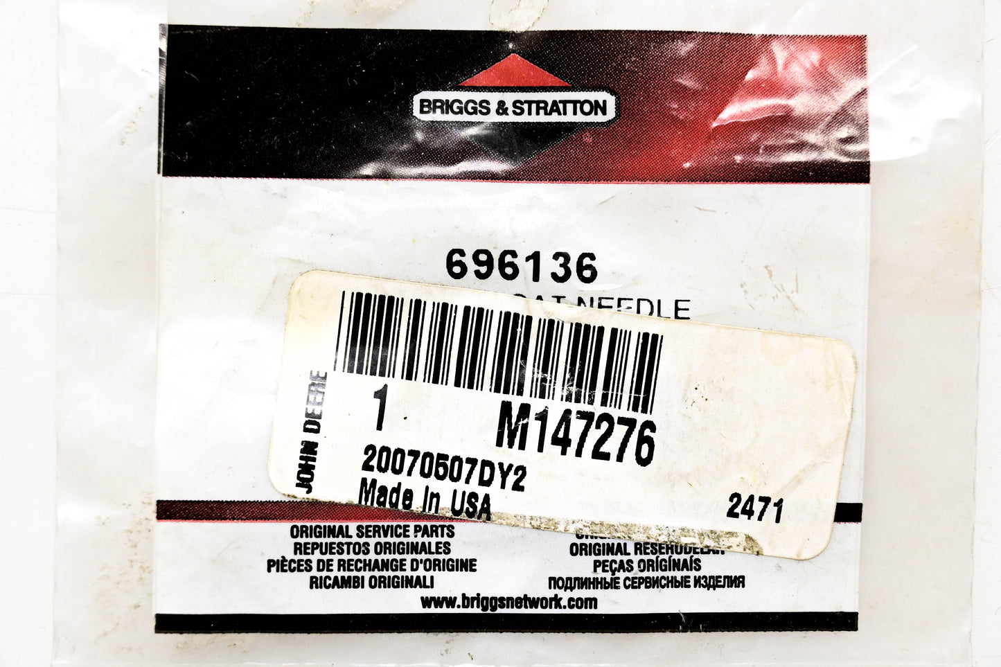New OEM Briggs & Stratton 696136, M147276 Float Needle Valve NOS