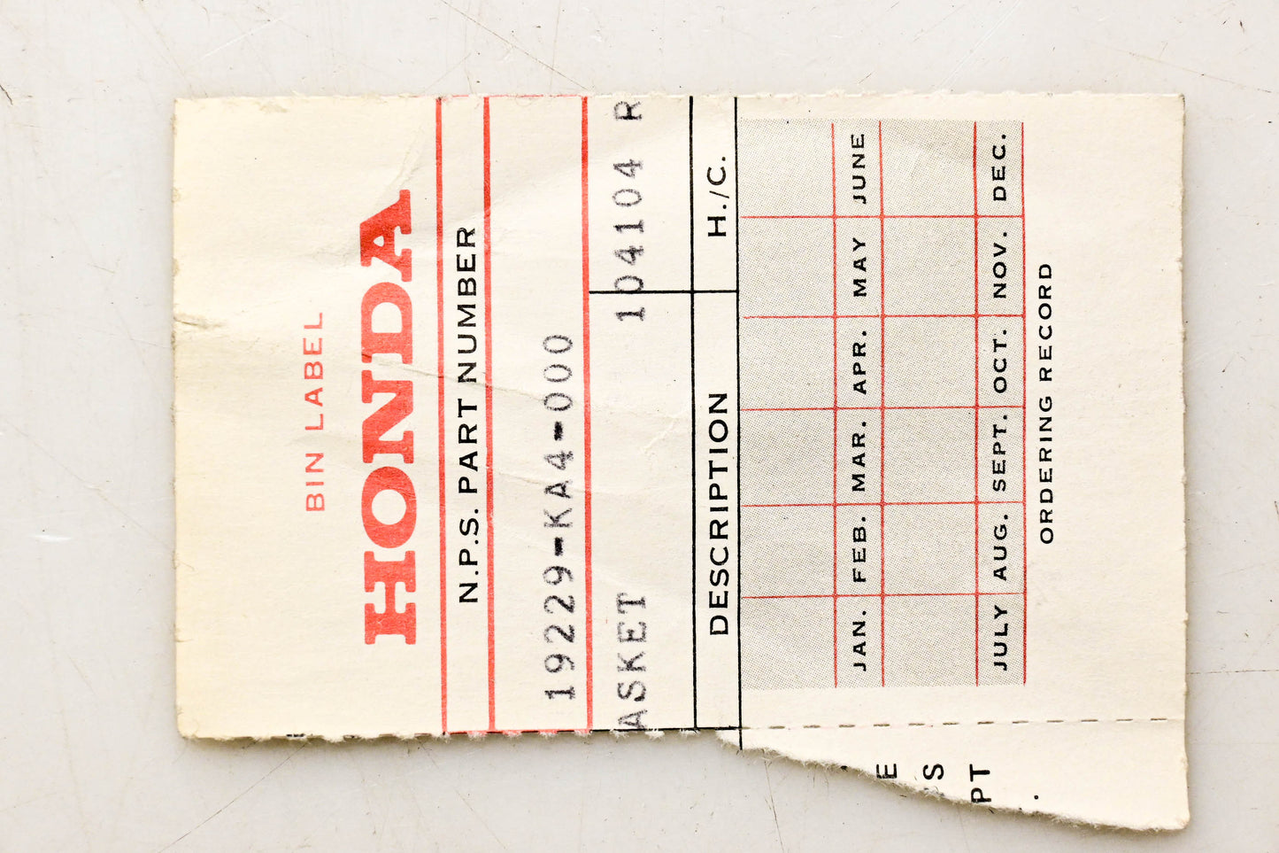 New OEM Honda 19229-KA4-000 Water Pump Gasket NOS