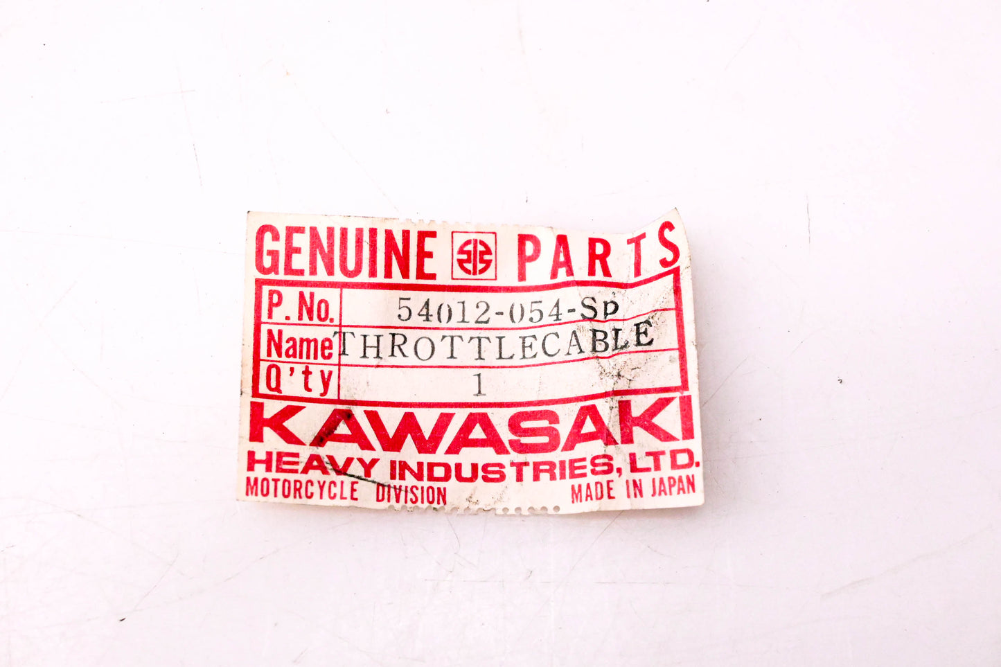 New OEM Kawasaki 54012-054-SP Upper Throttle Cable NOS