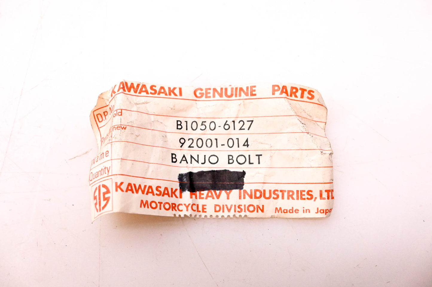 New OEM Kawasaki 92001-014 Banjo Bolt NOS