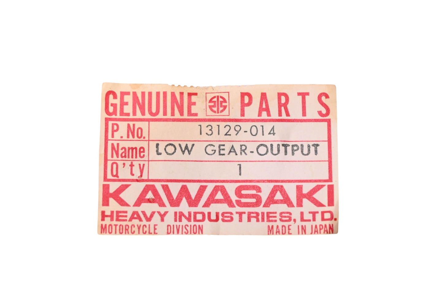 New OEM Kawasaki 13129-014 Output Shaft Low Gear NOS