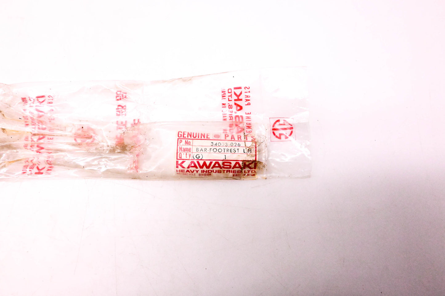 New OEM Kawasaki 34003-026 Left Hand Footrest Bar NOS