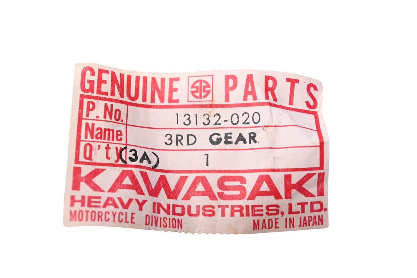New OEM Kawasaki 13132-020 Drive Shaft Third Gear NOS
