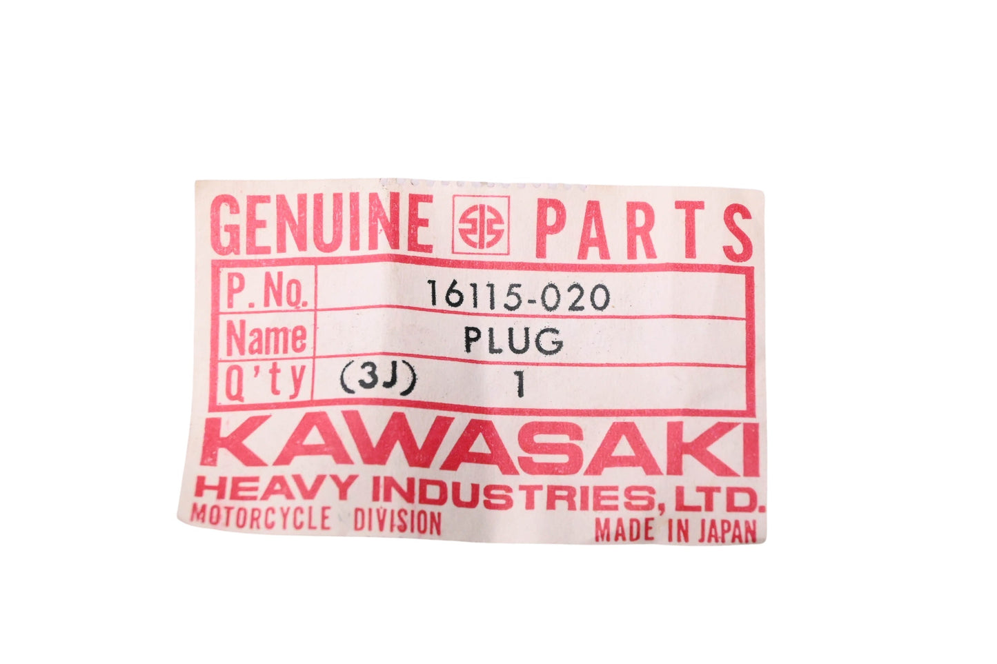 New OEM Kawasaki 16115-020 Oil Filler Plug NOS