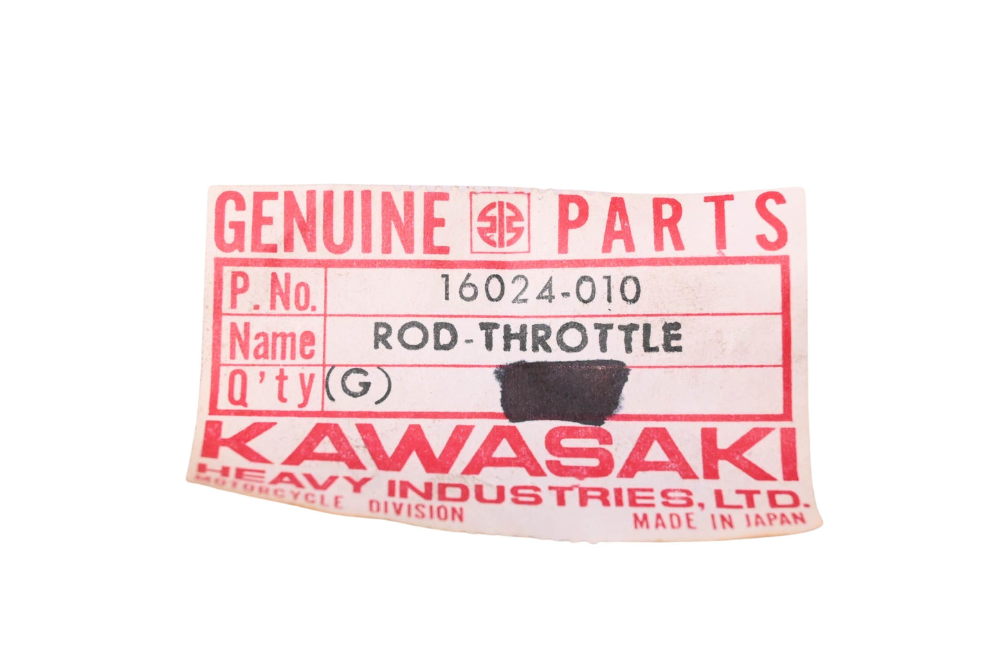 New OEM Kawasaki 16024-010 Throttle Rod NOS