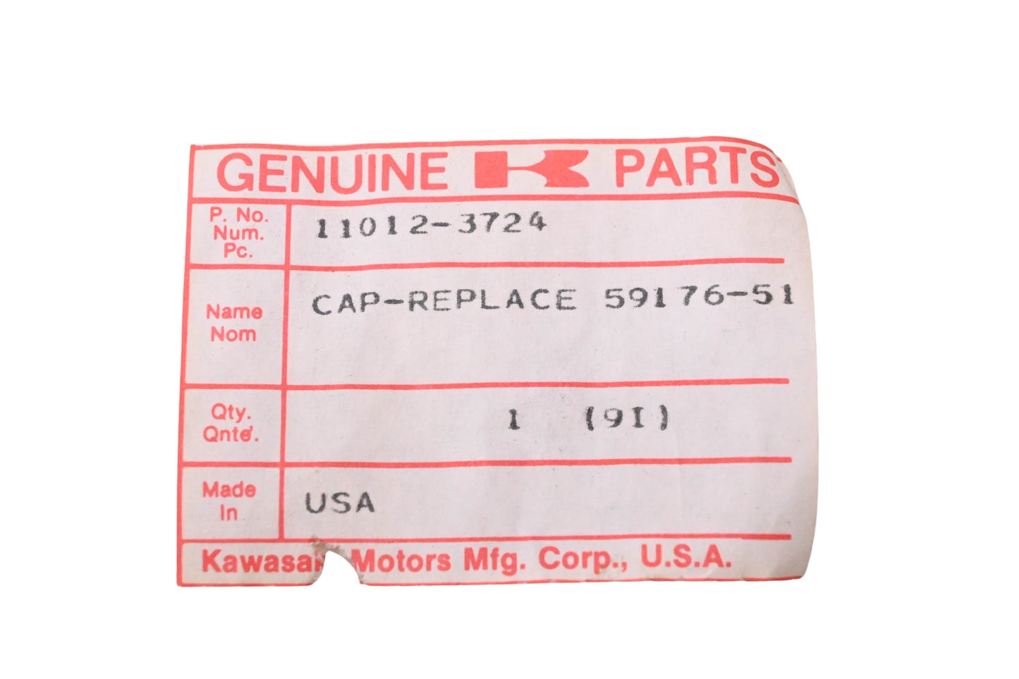 New OEM Kawasaki 11012-3724 Black Fire Extinguisher Cap NOS