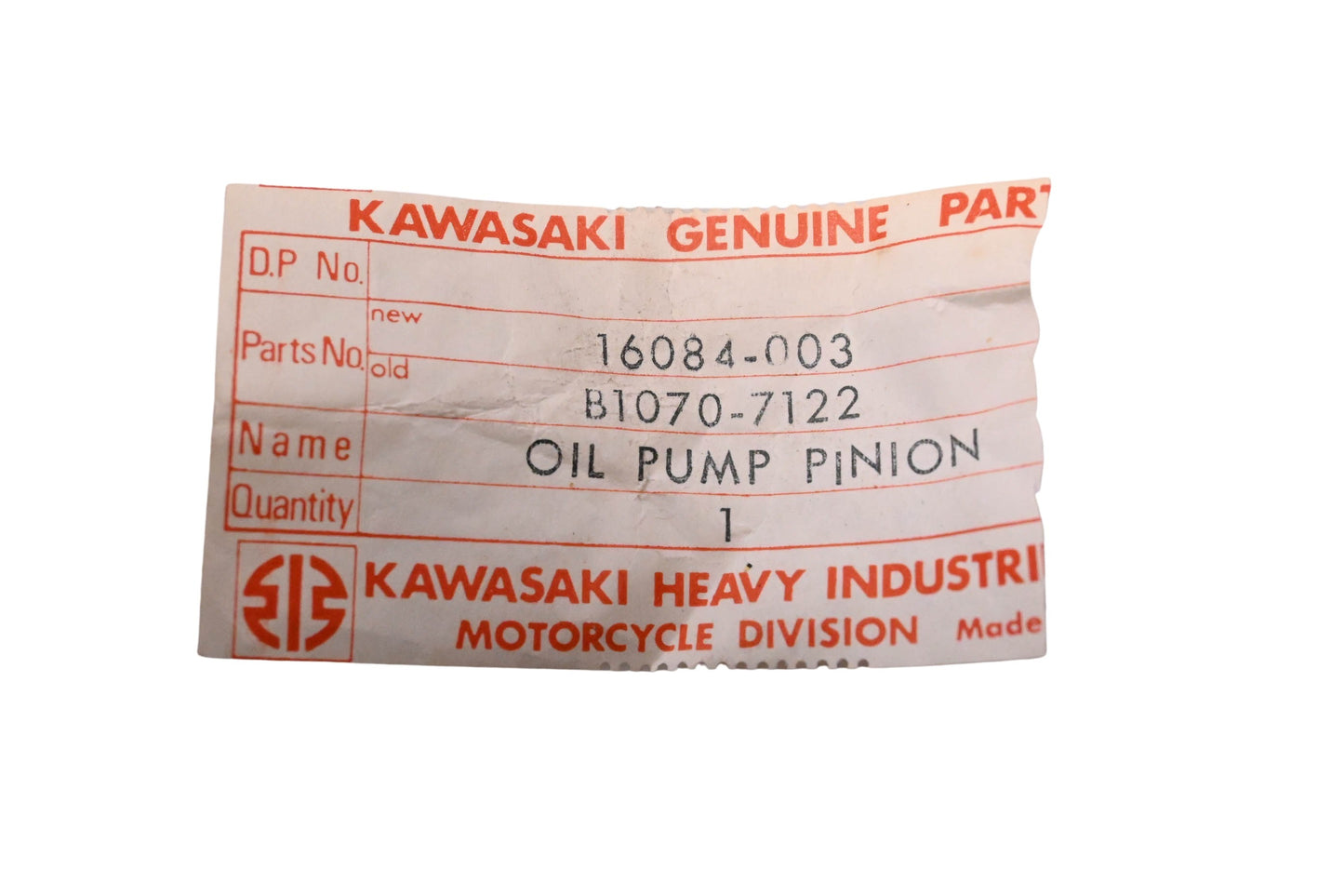 New OEM Kawasaki 16084-003 Oil Pump Pinion Gear NOS
