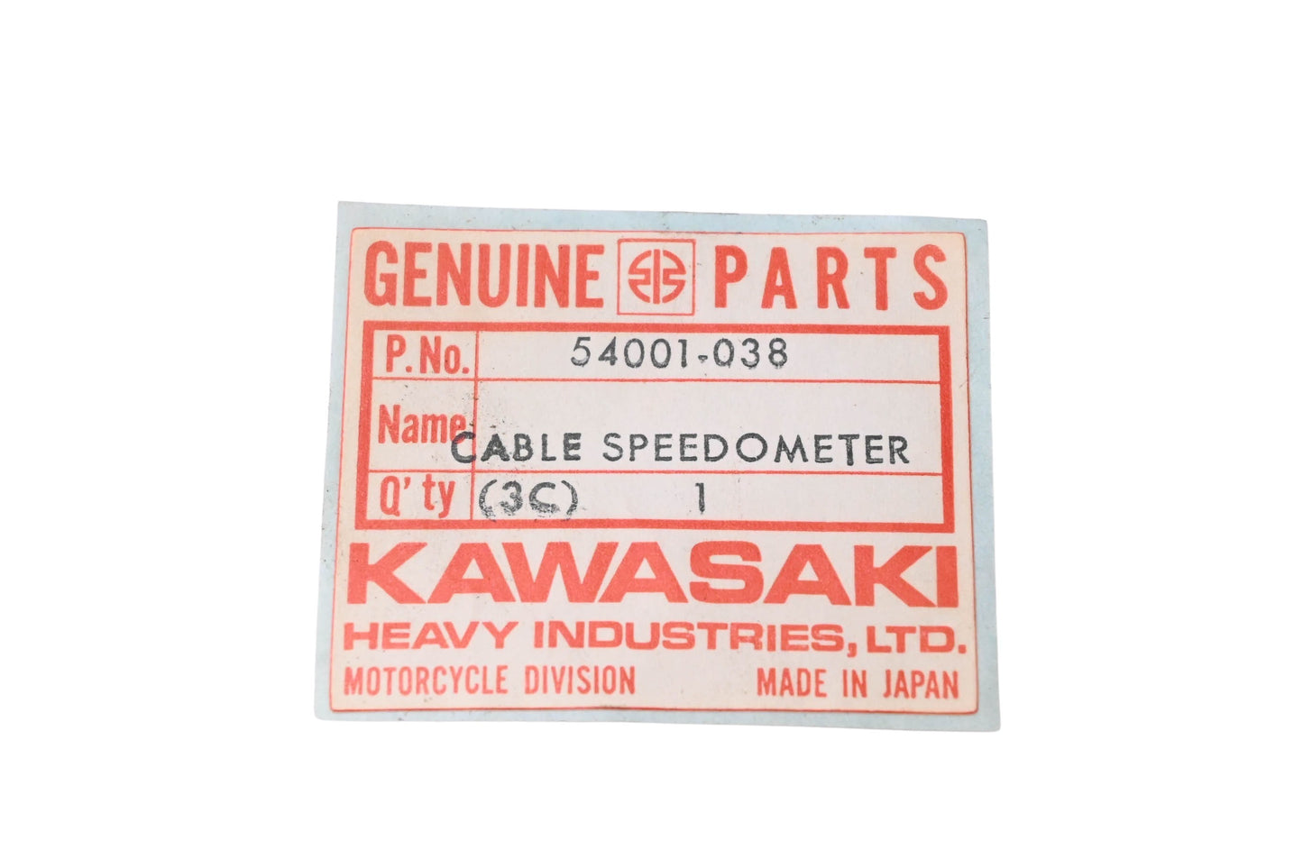New OEM Kawasaki 54001-038 Speedometer Cable NOS