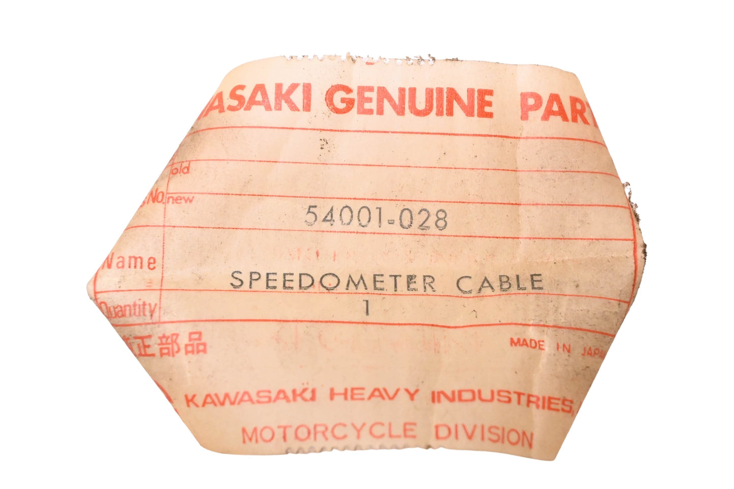 New OEM Kawasaki 54001-028 Speedometer Cable NOS