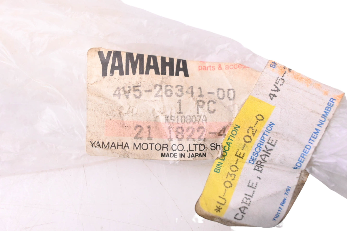 New OEM Yamaha 4V5-26341-00-00 Wire Brake Cable NOS