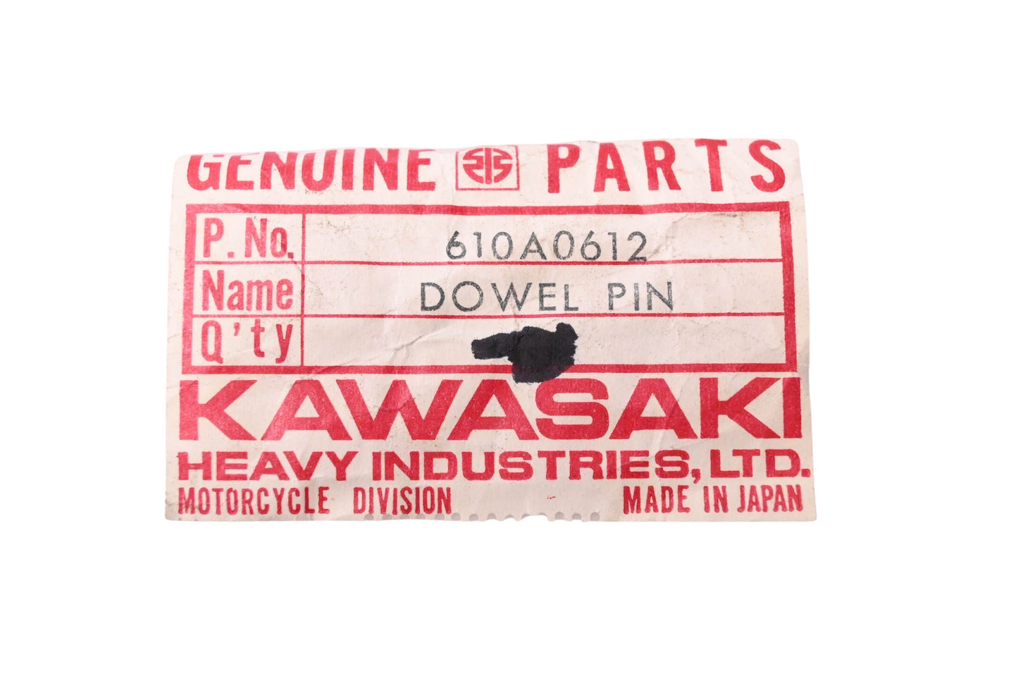 New OEM Kawasaki 610A0612 Dowel Pin NOS