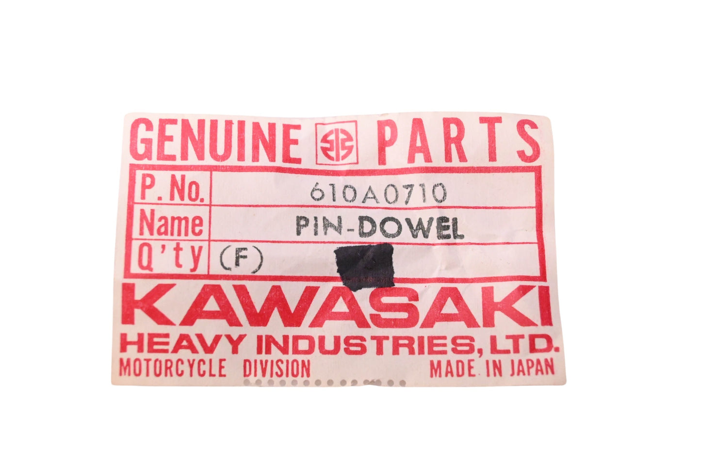 New OEM Kawasaki 610A0710 Dowel Pin NOS