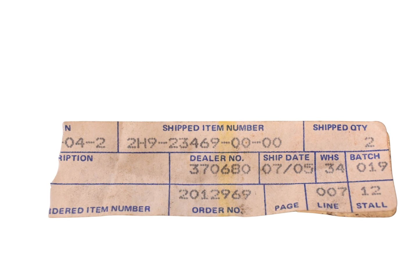 New OEM Yamaha 2H9-23469-00-00 Bolt Cap NOS