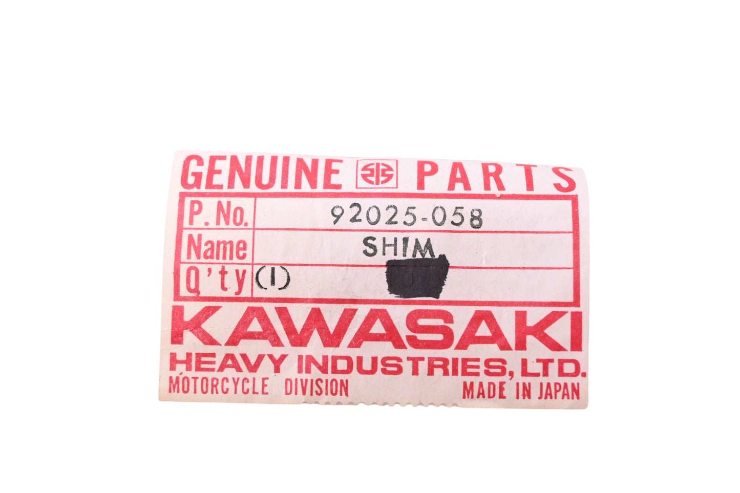 New OEM Kawasaki 92025-058 Engine Fitting Shim NOS