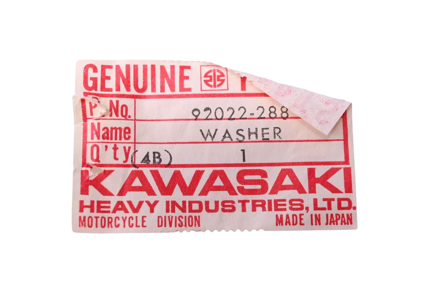 New OEM Kawasaki 92022-288 Washer NOS