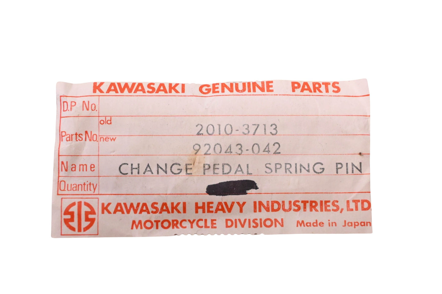 New OEM Kawasaki 92043-042 Pedal Spring Pin NOS