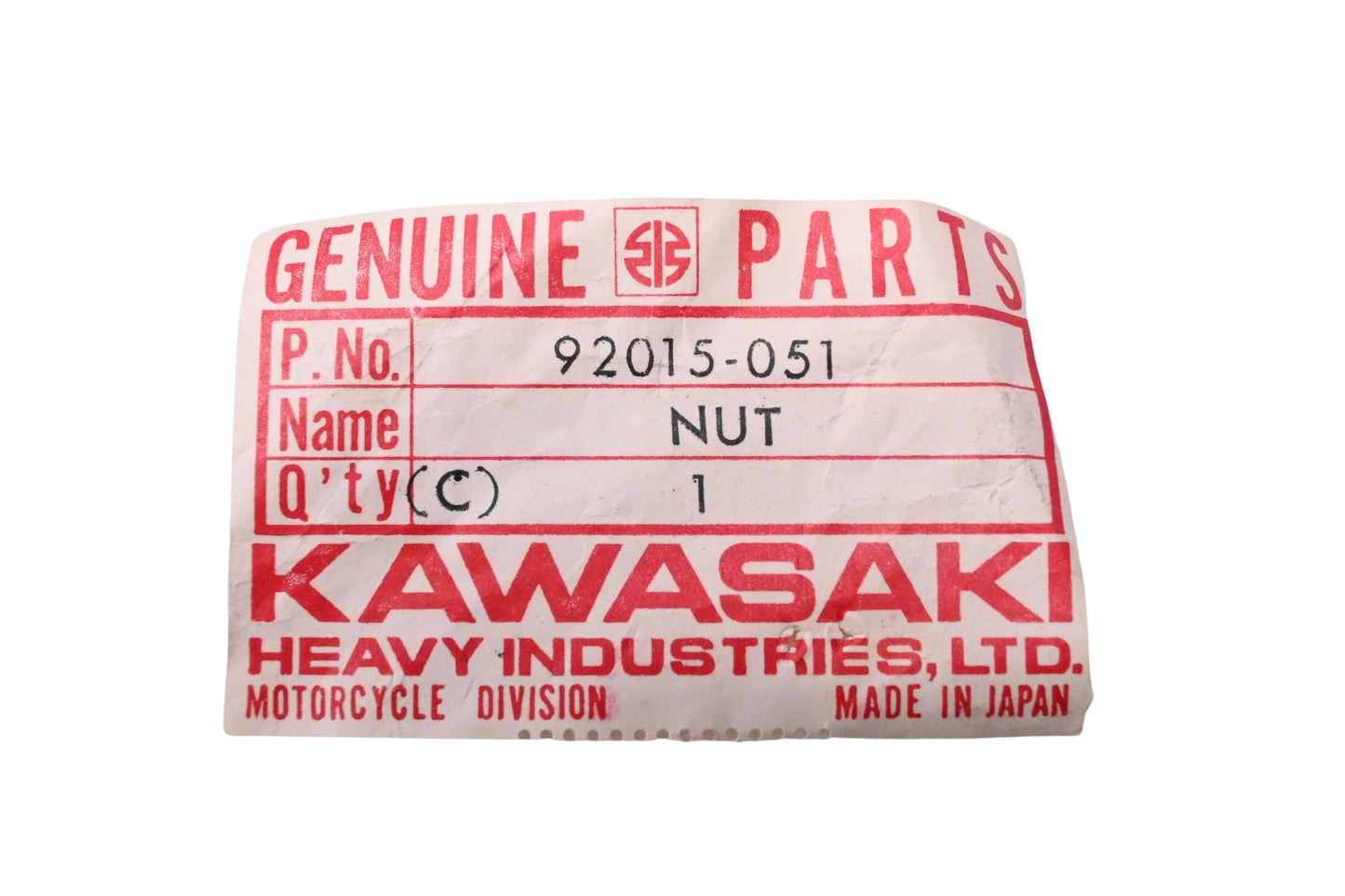 New OEM Kawasaki 92015-051 Cylinder Nut NOS