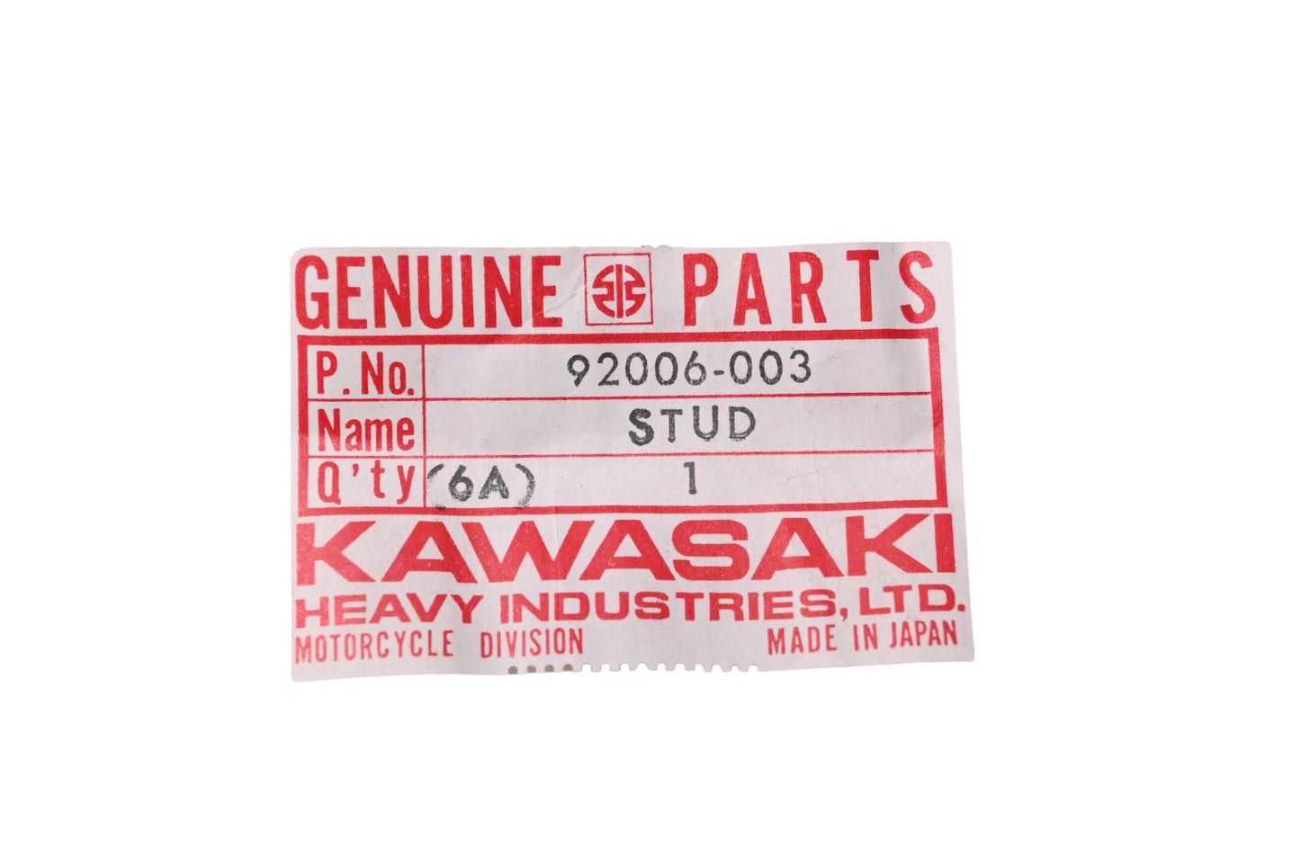 New OEM Kawasaki 92006-003 Stud 12x290 NOS
