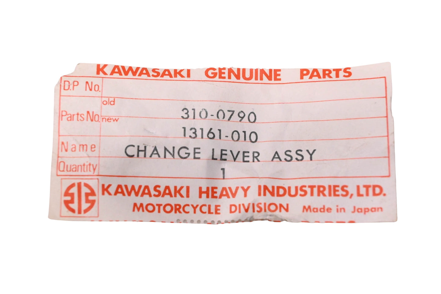 New OEM Kawasaki 13161-010 Gear Change Lever Assembly NOS