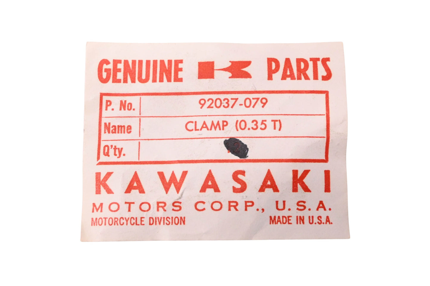New OEM Kawasaki 92037-079 Clutch Clamps Qty 2 NOS