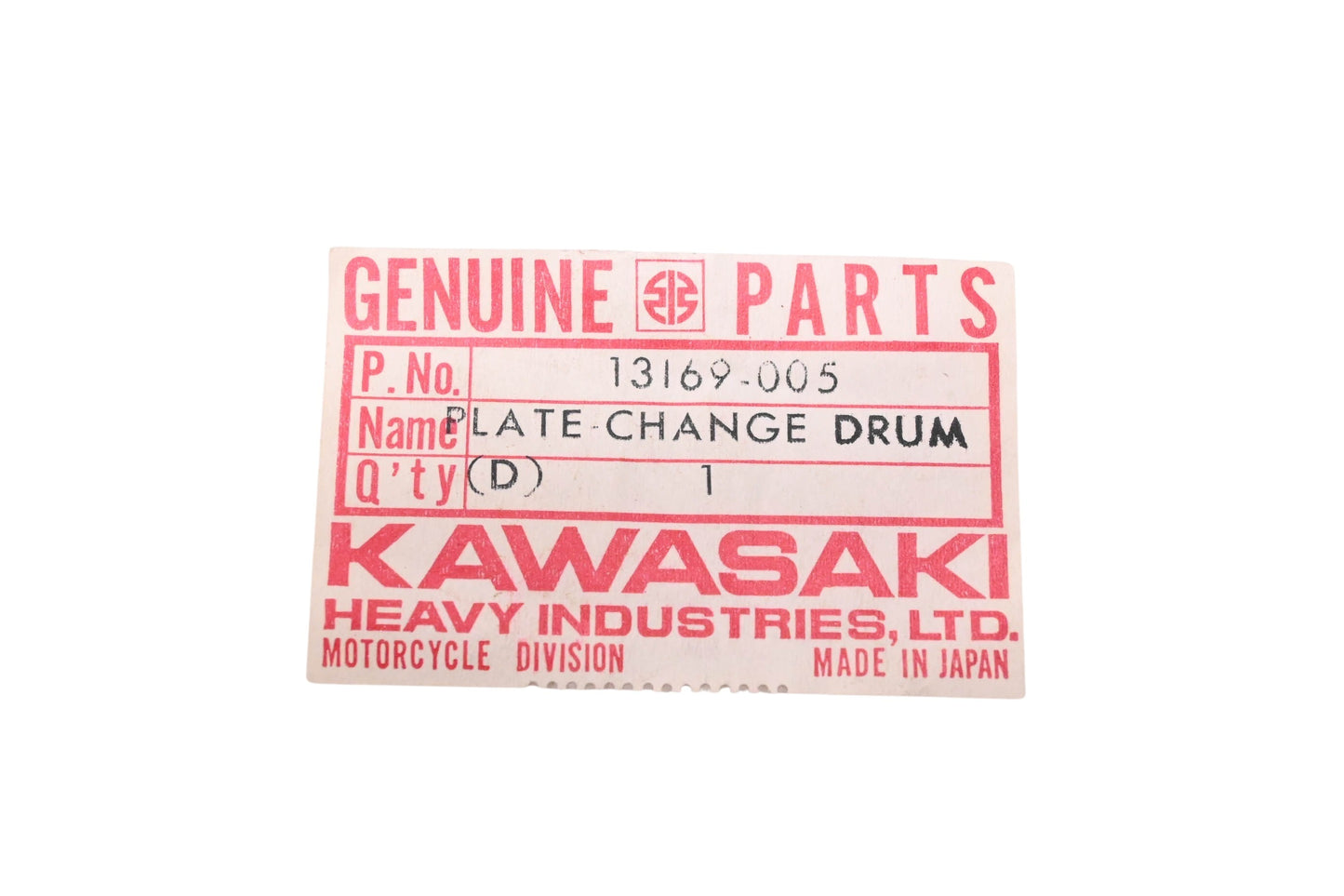 New OEM Kawasaki 13169-005 Change Drum Position Plate NOS