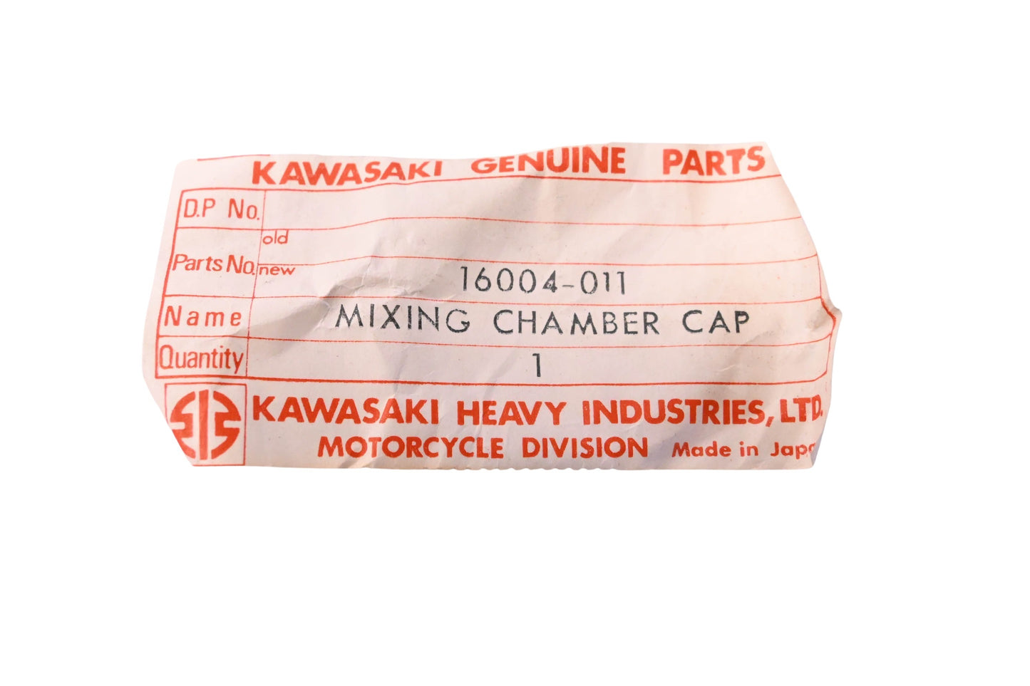 New OEM Kawasaki 16004-011 Mixing Chamber Cap NOS