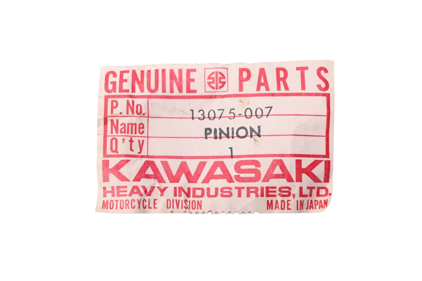 New OEM Kawasaki 13075-007 Kickstarter Pinion NOS