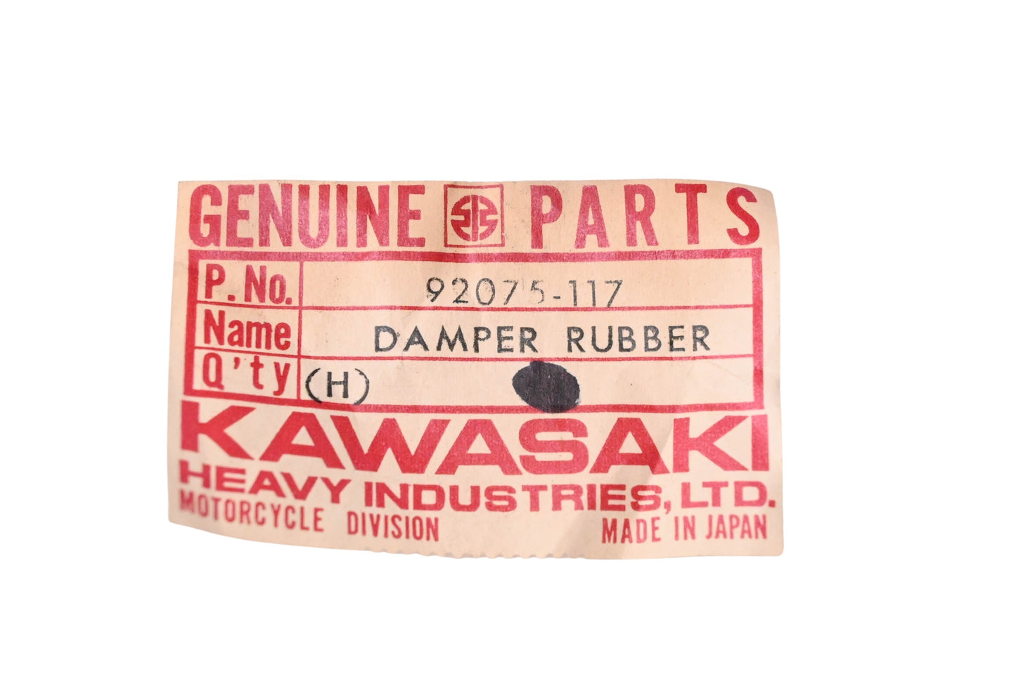 New OEM Kawasaki 92075-117 Cylinder Head Rubber Dampers Qty 2 NOS