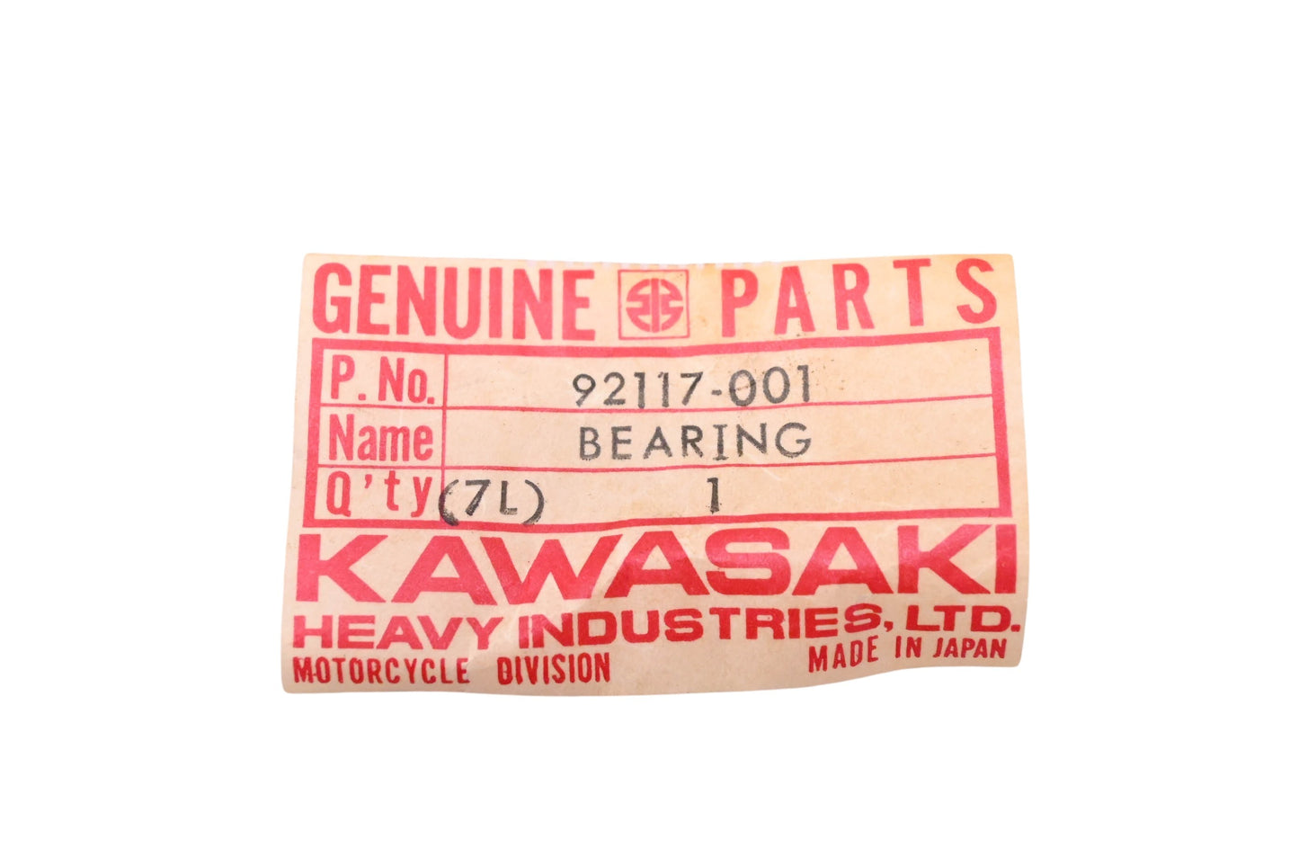 New OEM Kawasaki 92117-001 Clutch Hub Bearing NOS