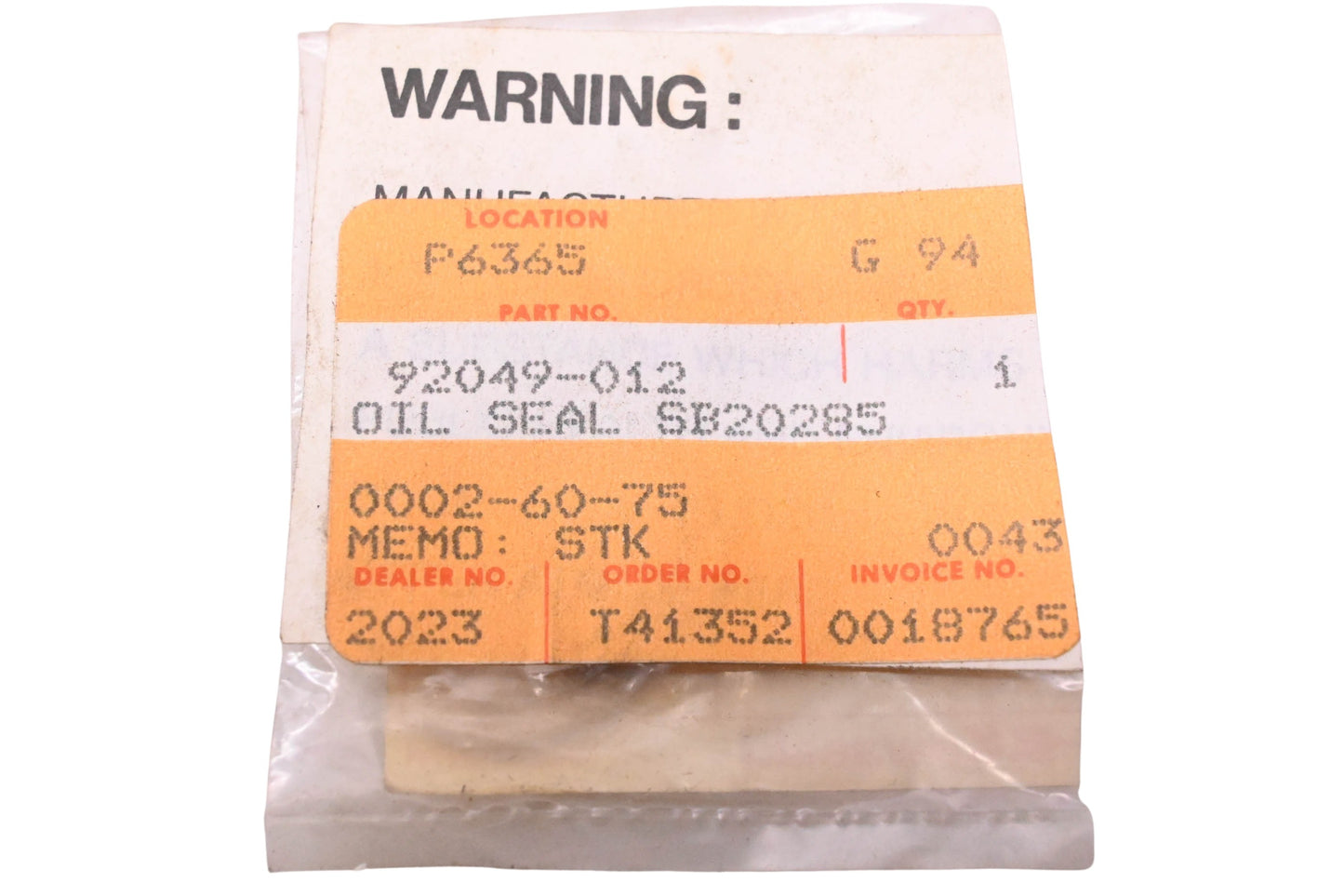 New OEM Kawasaki 92049-012 Oil Seal NOS