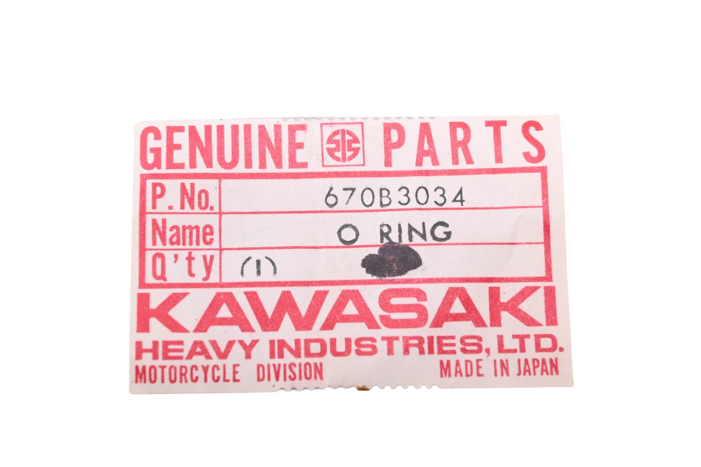 New OEM Kawasaki 670B3034 34MM O-Ring NOS