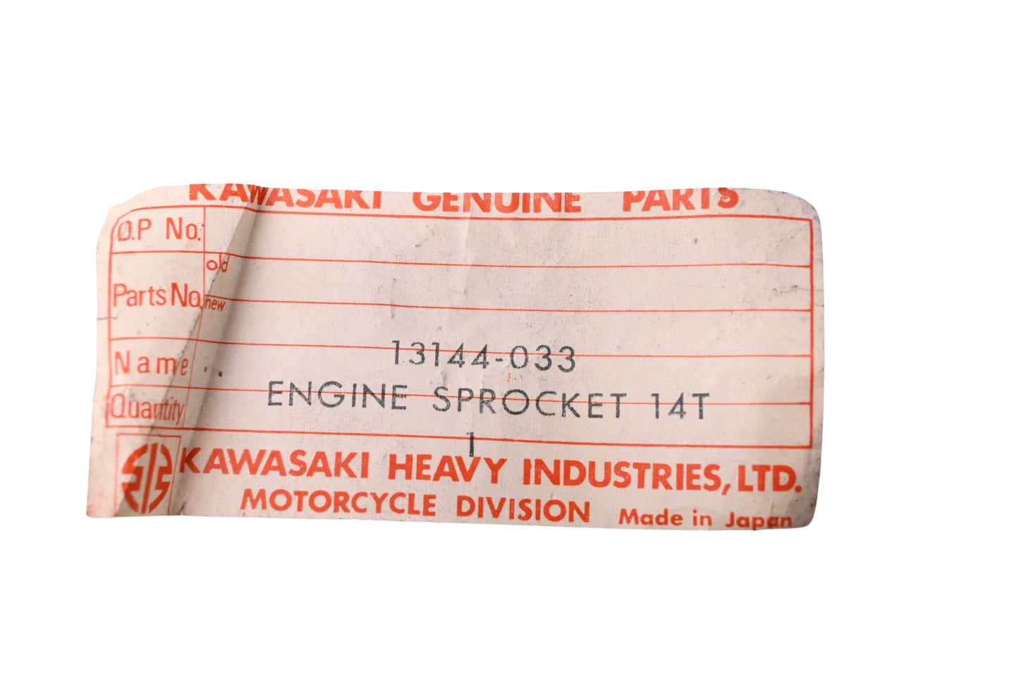 New OEM Kawasaki 13144-033 Engine Sprocket 14T NOS