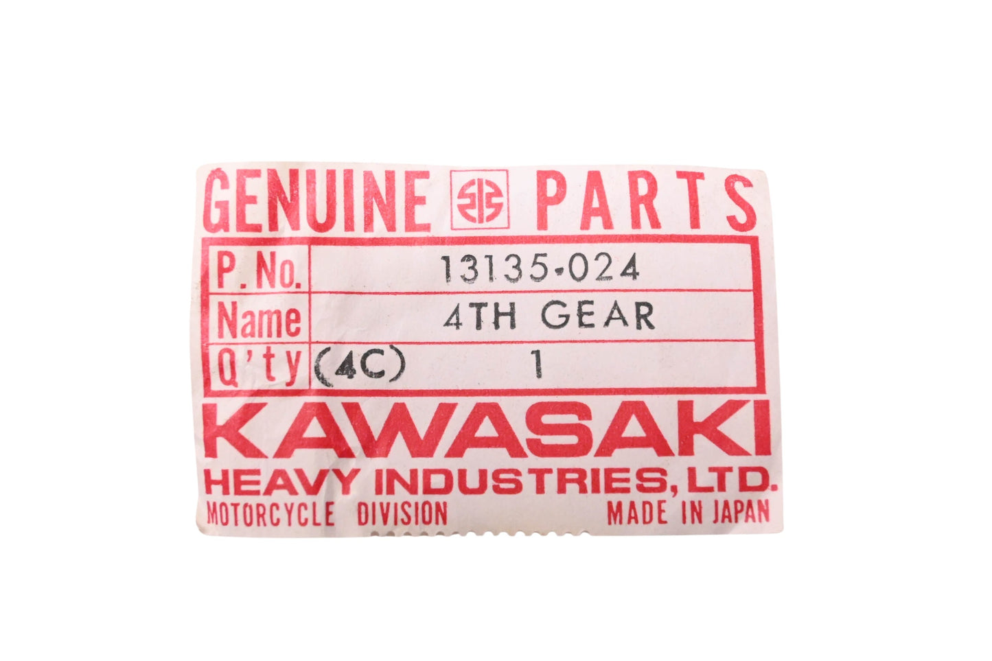New OEM Kawasaki 13135-024 Output Shaft Fourth Gear NOS