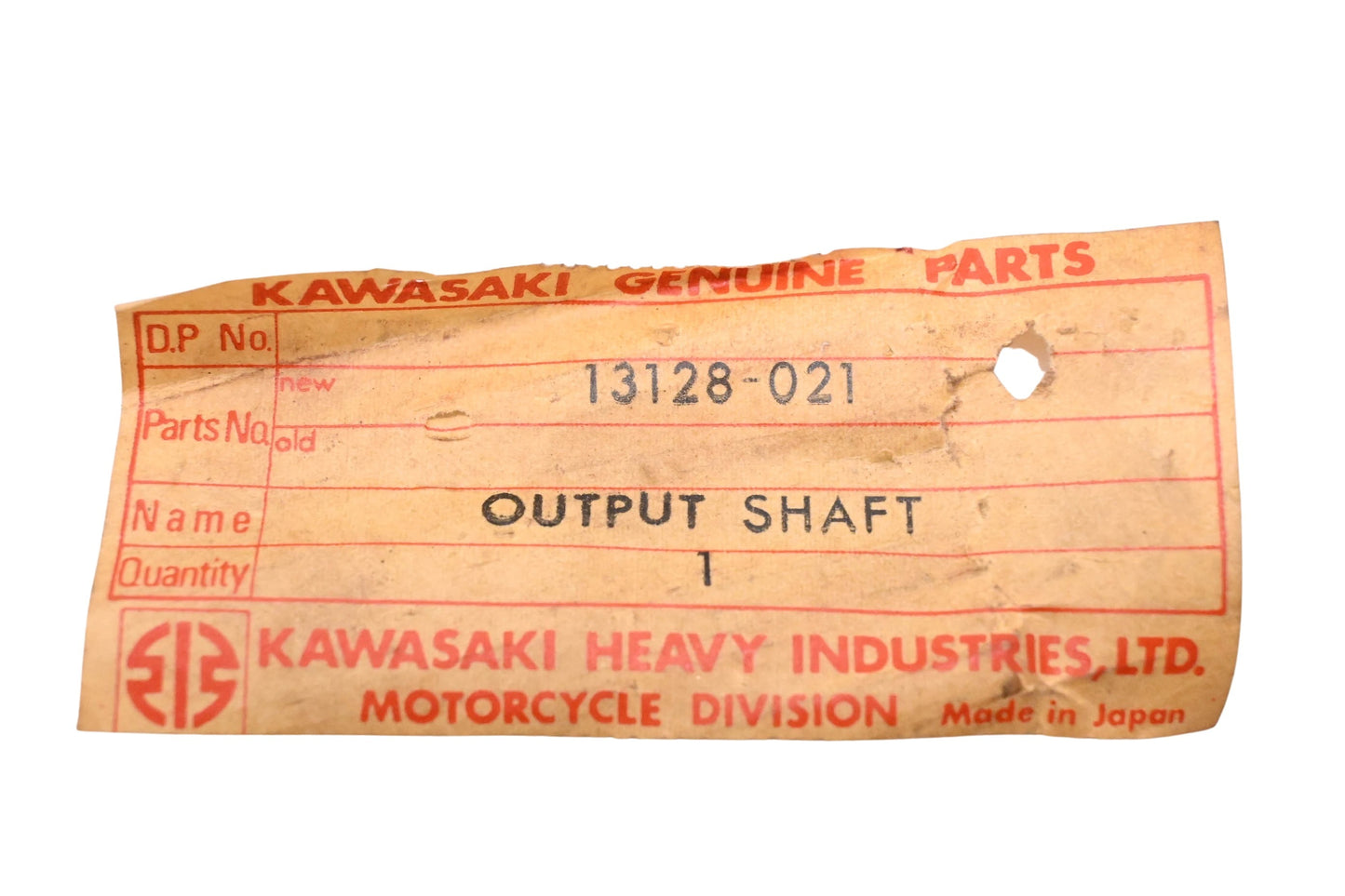 New OEM Kawasaki 13128-021 Output Shaft NOS